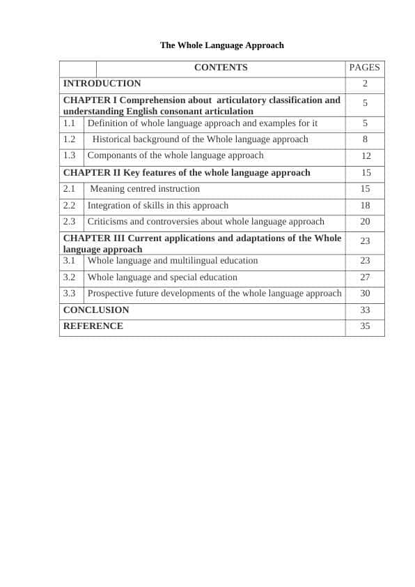 The Whole Language Approach