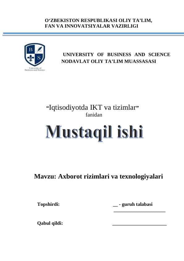Axborot rizimlari va texnologiyalari