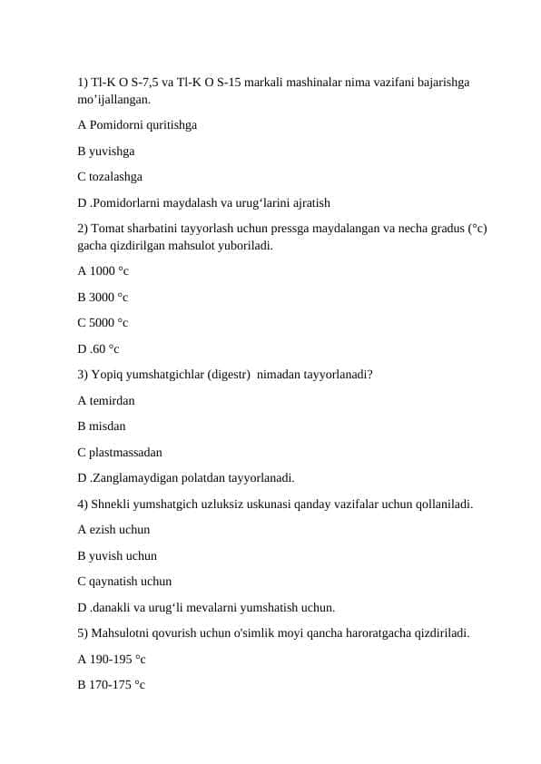 OZIQ-OVQAT TEXNOLOGIYASI