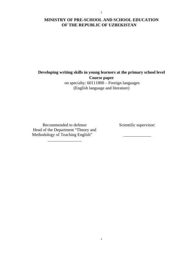 Developing writing skills in young learners at the primary school level
