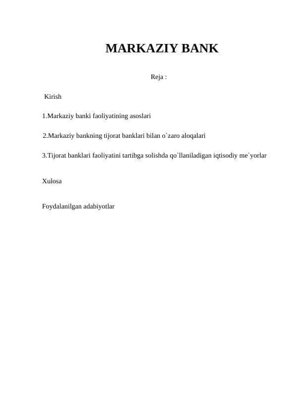 MARKAZIY BANK