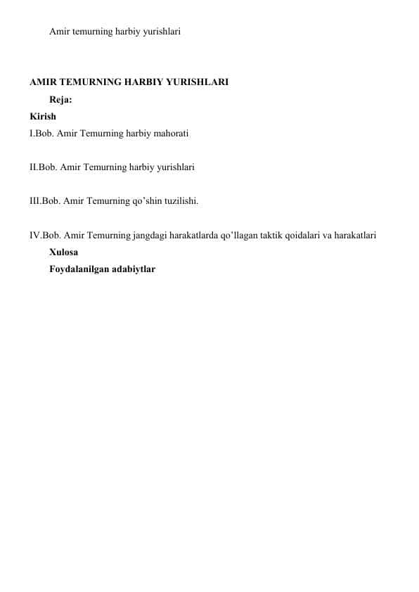 Amir Temurning harbiy yurishlari