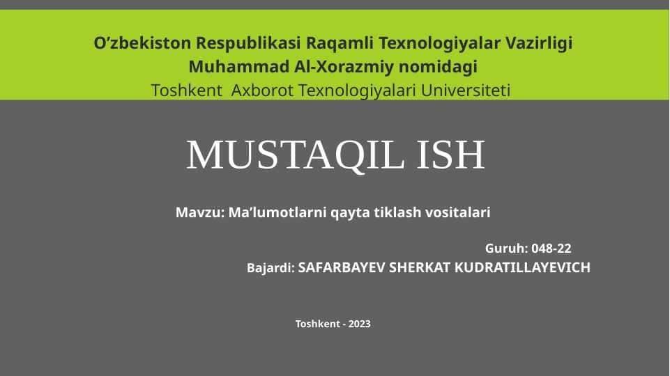Ma’lumotlarni qayta tiklash vositalari