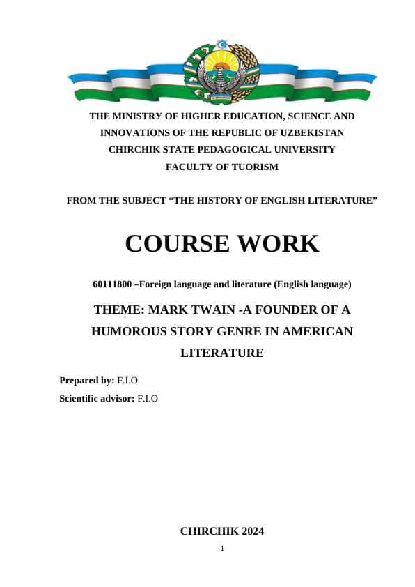 MARK TWAIN -A FOUNDER OF A HUMOROUS STORY GENRE IN AMERICAN LITERATURE.docx
