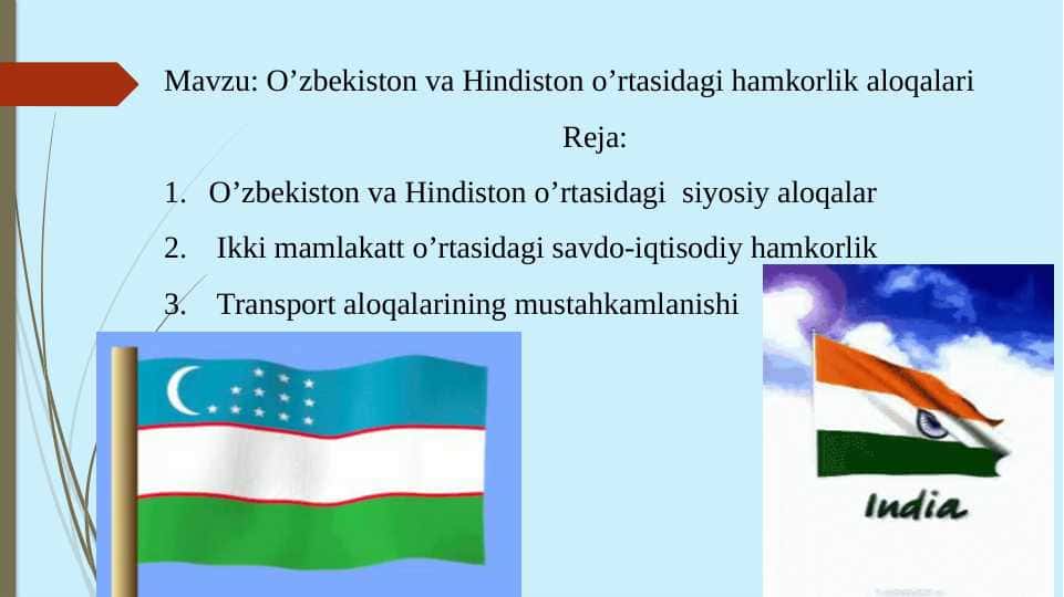 O‘zbekiston va Hindiston o‘rtasidagi hamkorlik aloqalari