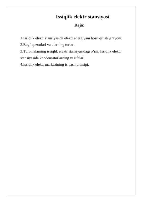 Issiqlik elektr stansiyasi