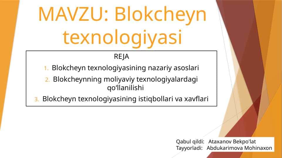 Blokcheyn texnologiyasi