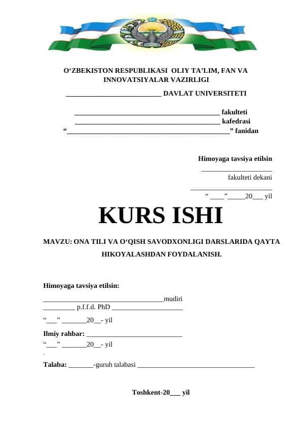 ONA TILI VA OʻQISH SAVODXONLIGI DARSLARIDA QAYTA HIKOYALASHDAN FOYDALANISH.