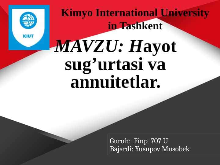 Hayot sug'urtasi va annuitetlar