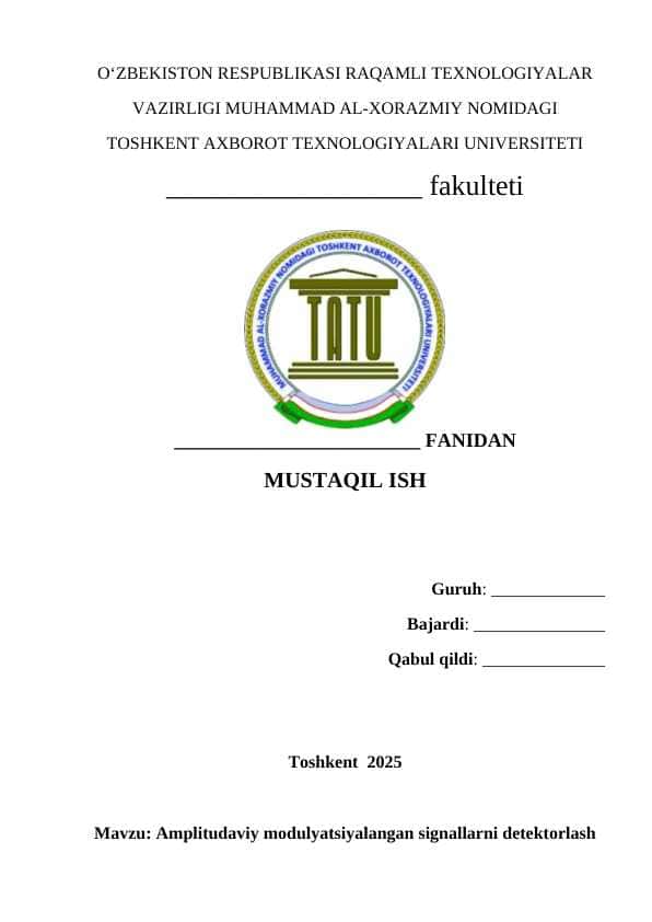 Amplitudaviy modulyatsiyalangan signallarni detektorlash