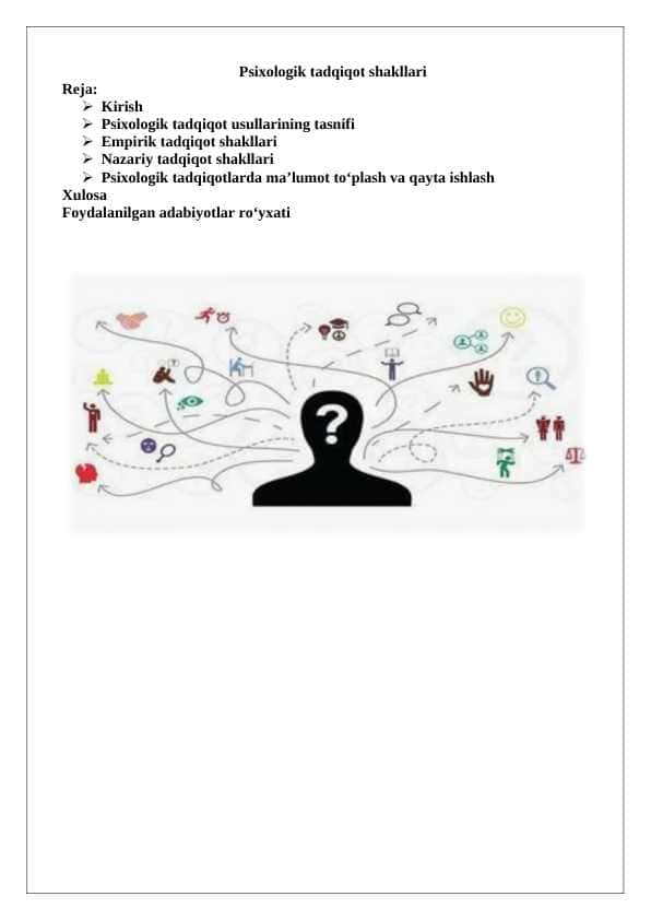 Psixologik tadqiqot shakllari