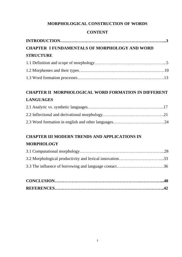 MORPHOLOGICAL CONSTRUCTION OF WORDS