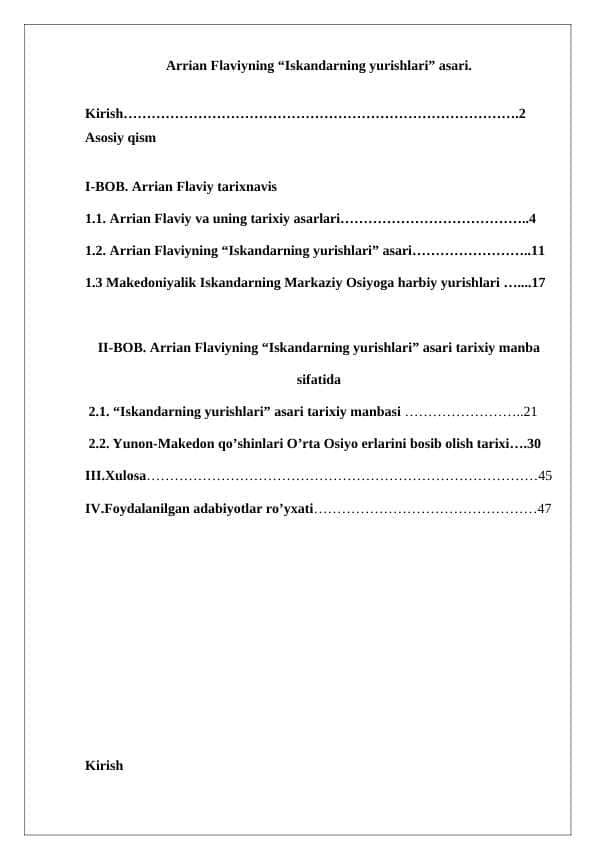 Arrian Flaviyning “Iskandarning yurishlari” asari