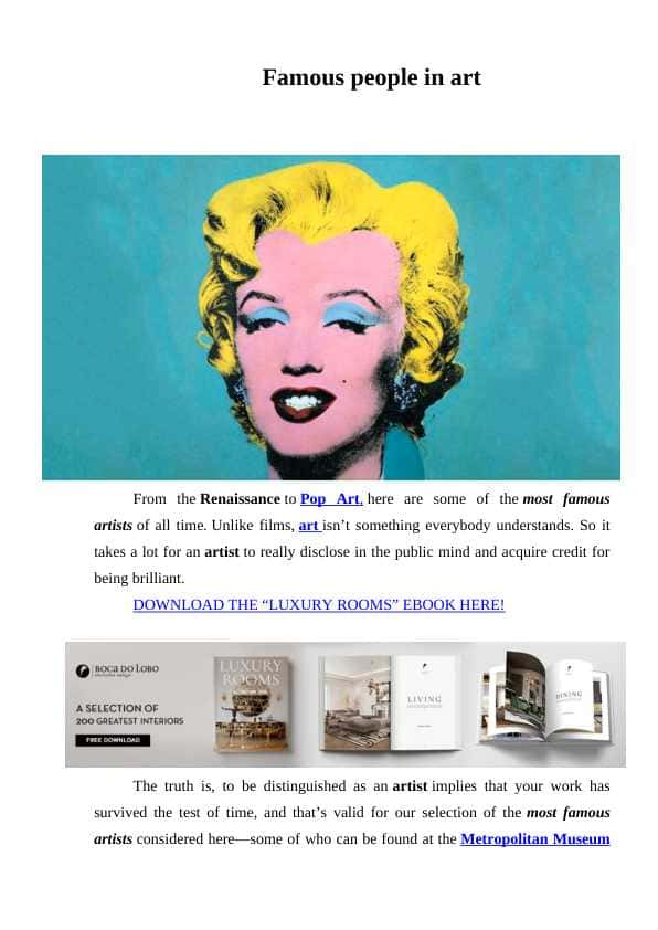 Famous people in art
