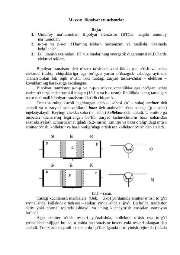 Bipolyar tranzistorlar