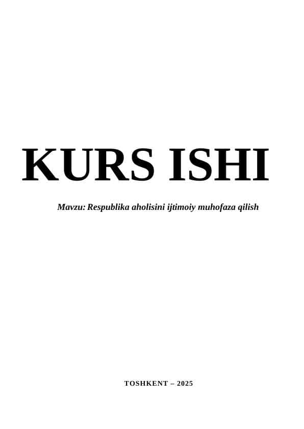 Respublika aholisini ijtimoiy muhofaza qilish