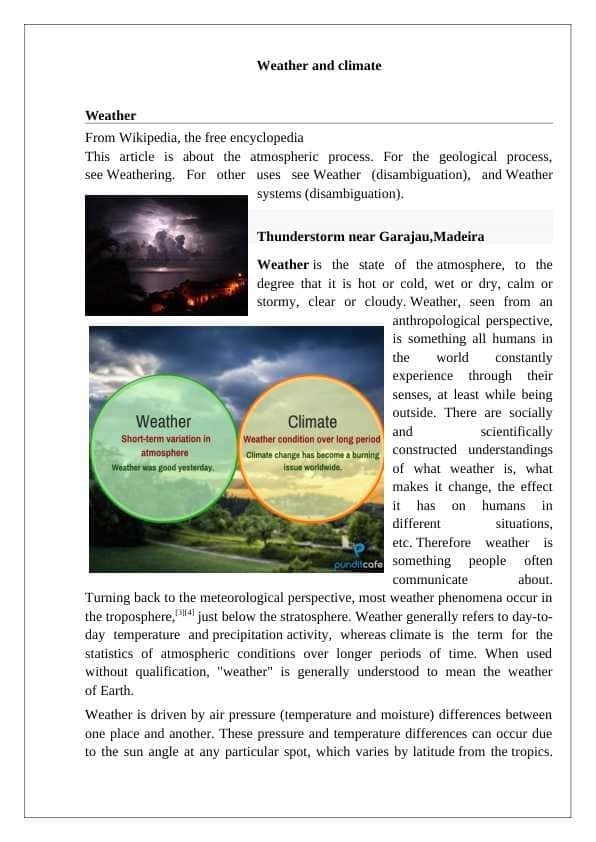 Weather and climate