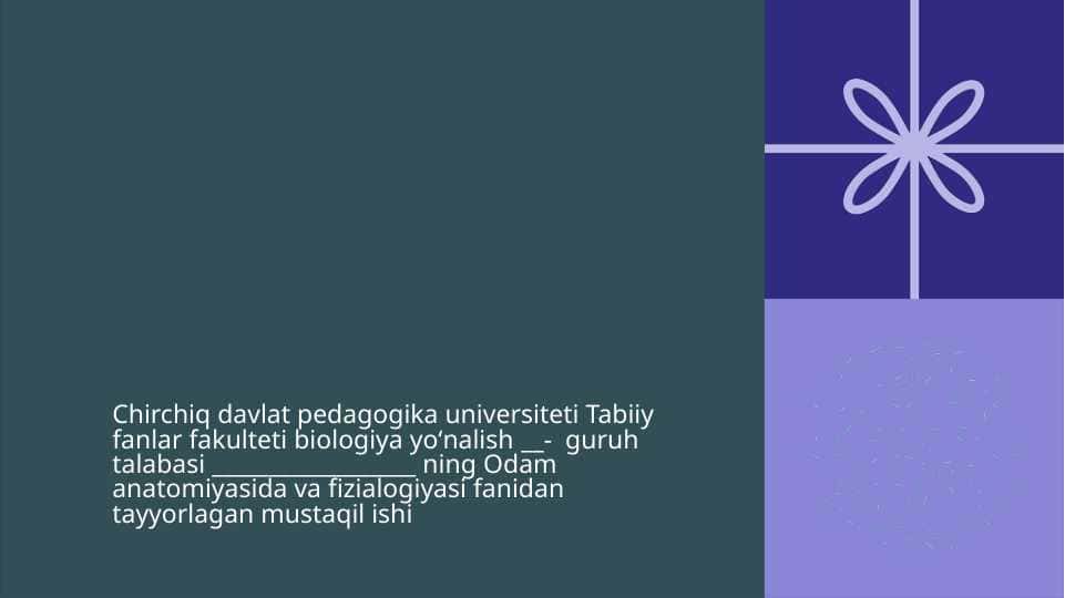 Ayirish jarayoni va fiziologiyasi