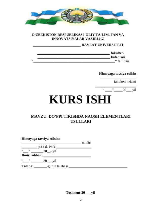 DO’PPI TIKISHDA NAQSH ELEMENTLARI USULLARI