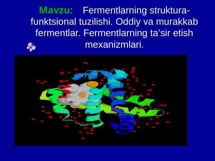 Fеrmеntlаrning strukturа-funktsiоnаl tuzilishi. Оddiy vа murаkkаb fеrmеntlаr. Fеrmеntlаrning tа’sir etish mеxаnizmlаri