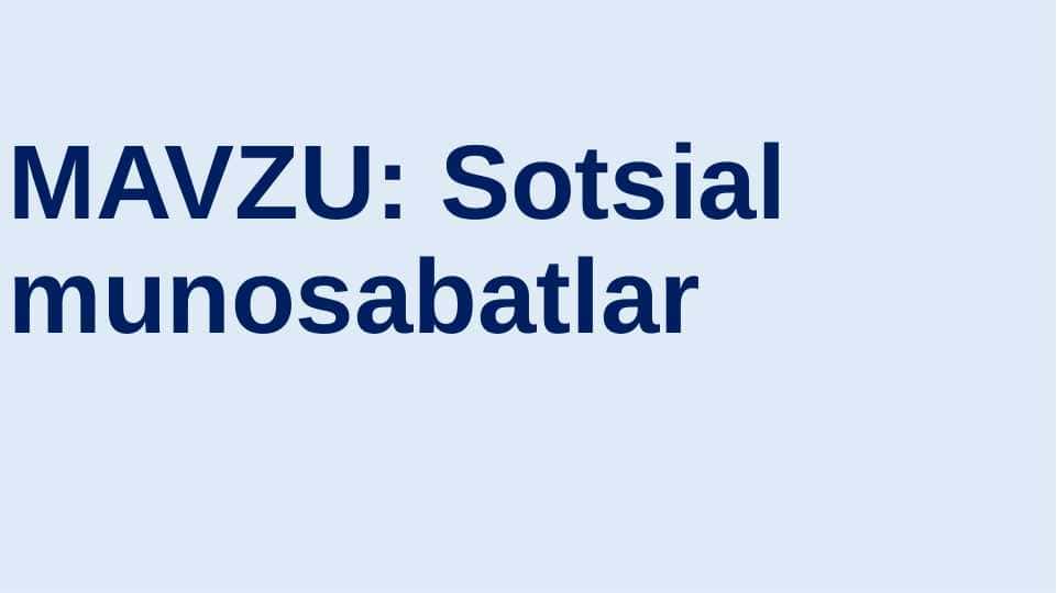 Sotsial munosabatlar