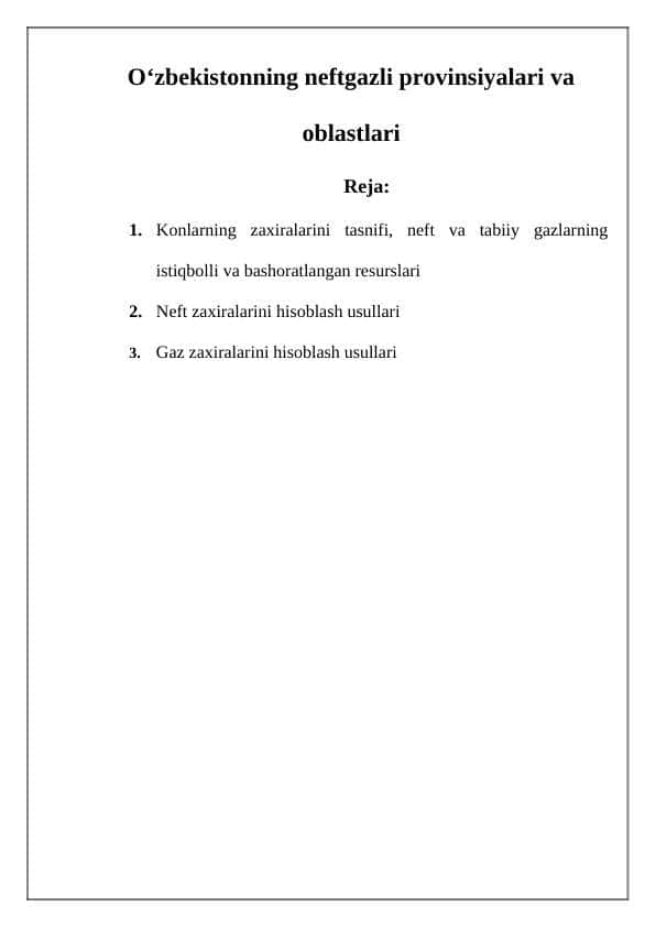 Oʻzbekistonning neftgazli provinsiyalari va oblastlari