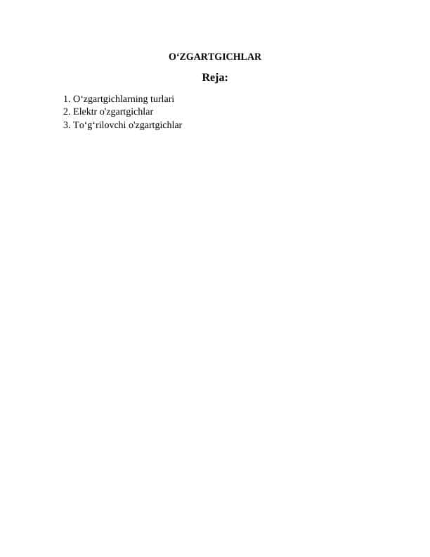 OʻZGARTGICHLAR