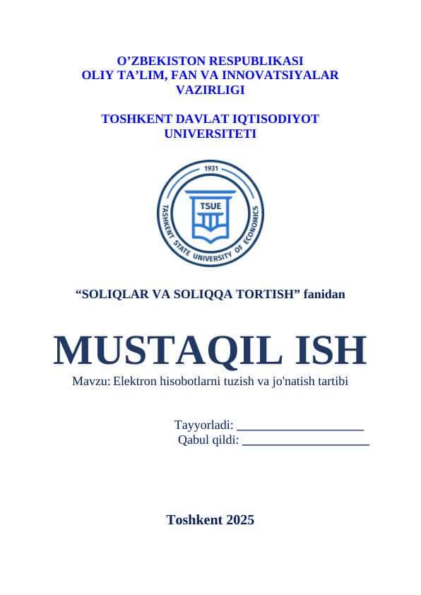Elektron hisobotlarni tuzish va jo'natish tartibi