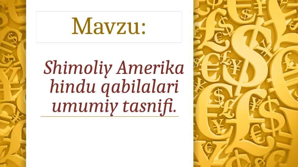Shimoliy Amerika hindu qabilalari umumiy tasnifi.