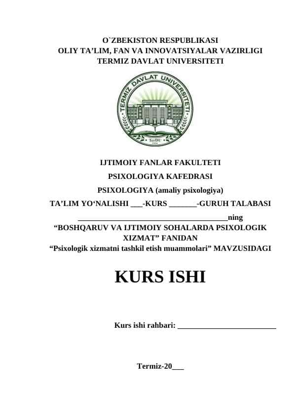 Psixologik xizmatni tashkil etish muammolari