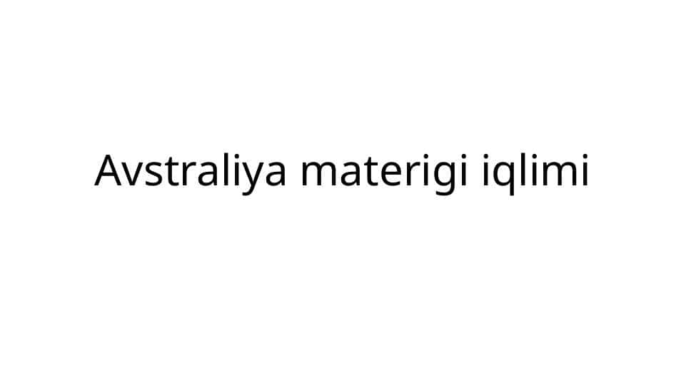 Avstraliya materigi iqlimi