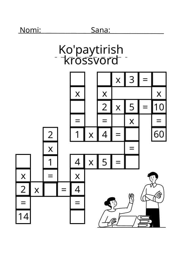 Ko'paytirish krossvord
