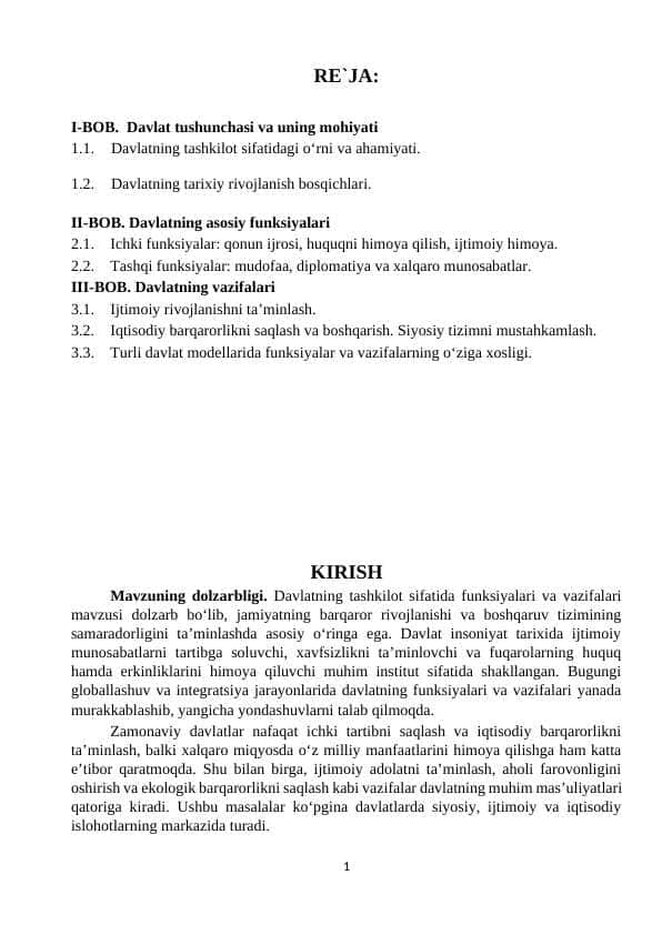 Davlat tushunchasi va uning mohiyati