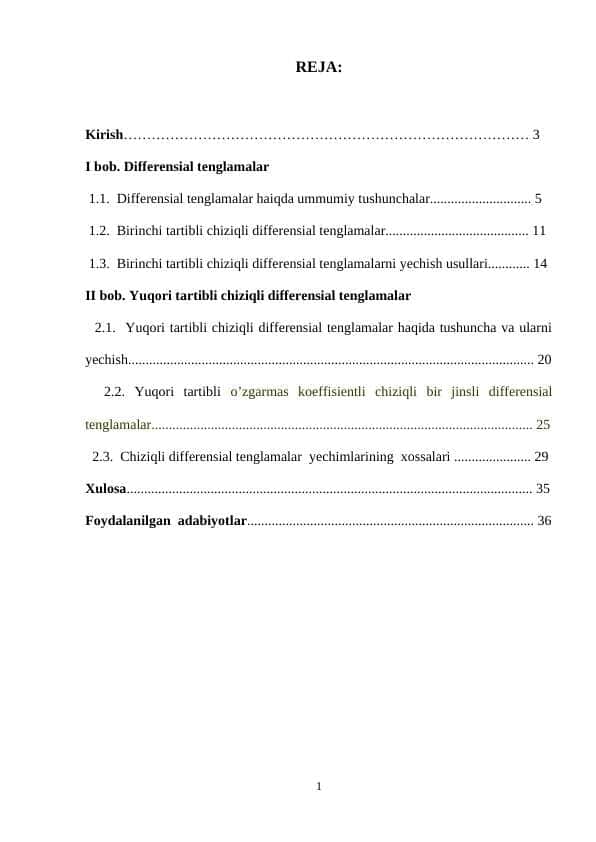 Chiziqli differensial tenglama yechimlarining nollari