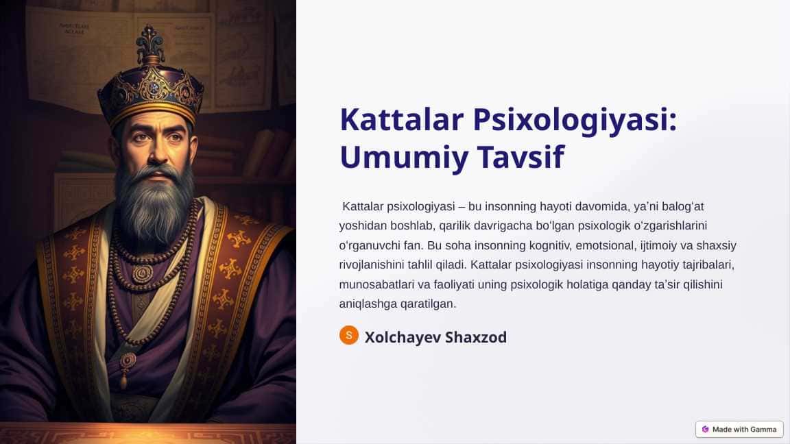 Kattalar Psixologiyasi-Umumiy Tavsif