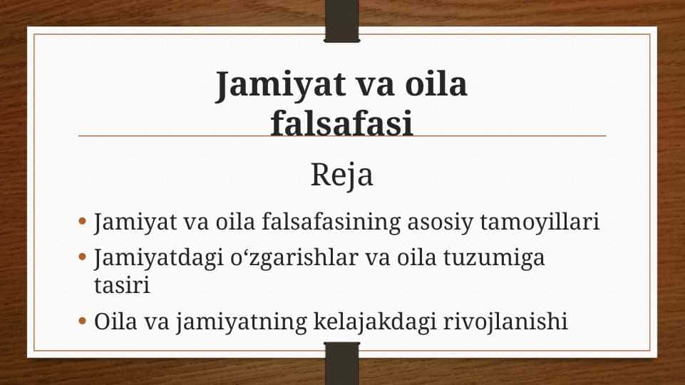 Jamiyat va oila falsafasi