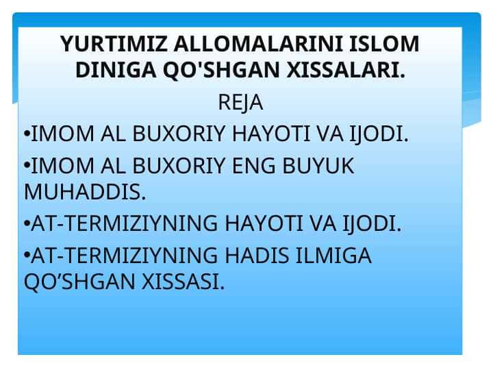 YURTIMIZ ALLOMALARINI ISLOM DINIGA QO'SHGAN XISSALARI.