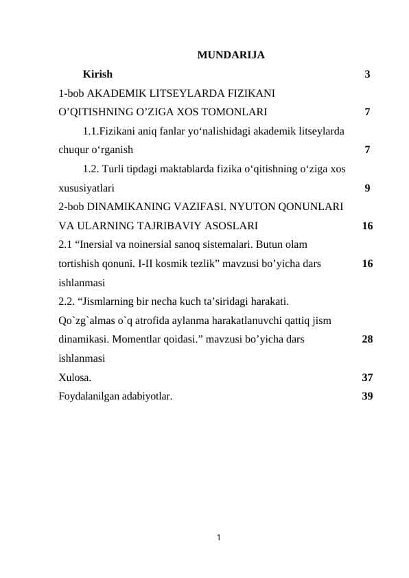 Fizika va astronomiya o’qitishni loyihalashtirish