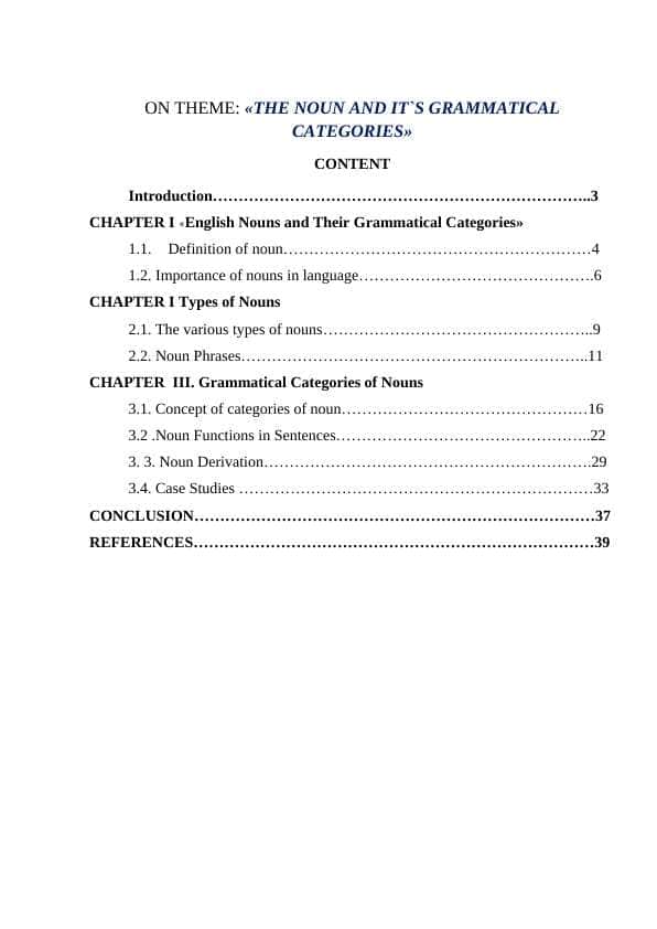 THE NOUN AND IT`S GRAMMATICAL CATEGORIES