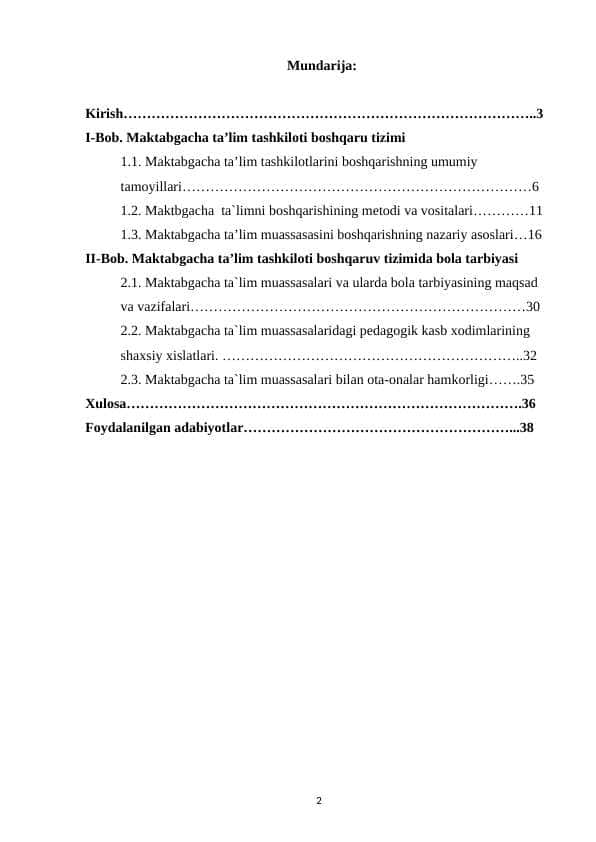 Maktabgacha ta’lim tashkiloti boshqaru tizimi