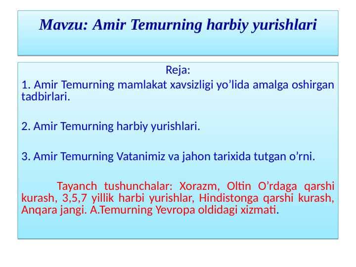 Amir Temurning harbiy yurishlari