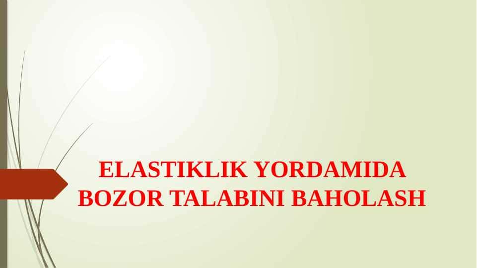 ELASTIKLIK YORDAMIDA BOZOR TALABINI BAHOLASH