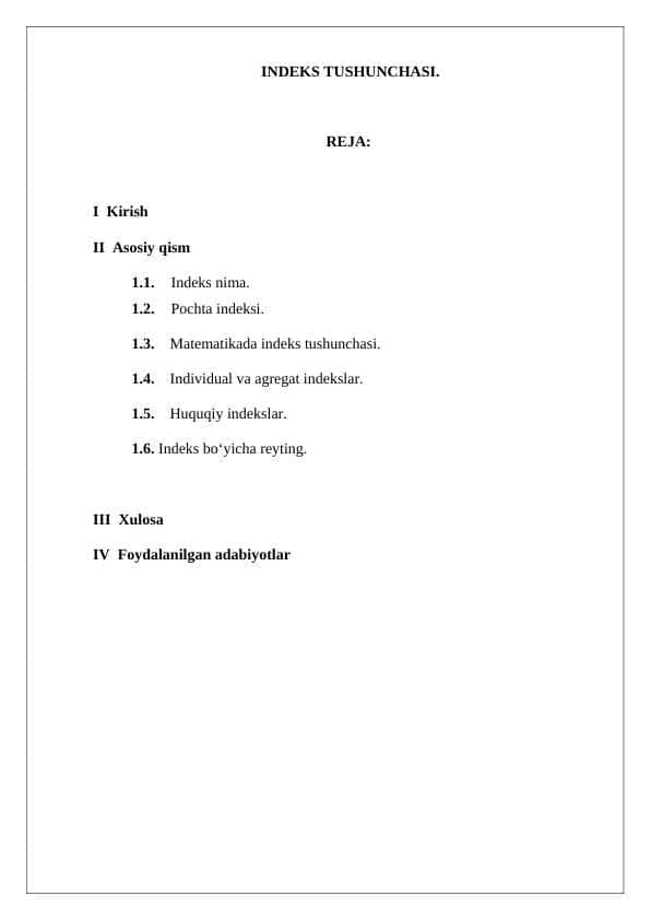 Index tushunchasi