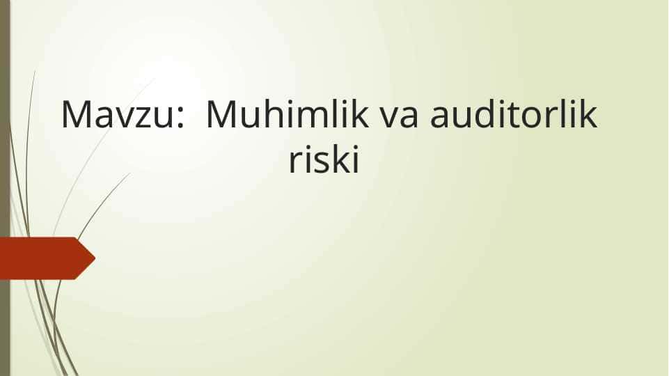 Muhimlik va auditorlik riski