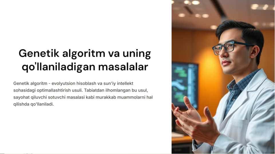 Genetik algoritm va uning qo'llaniladigan masalalar