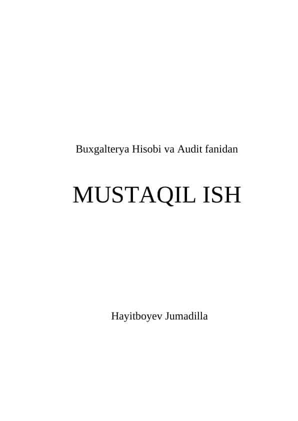 Ishlab chiqarish jarayoni va ishlab chiqarish оpеratsiyalari mustaqil ish