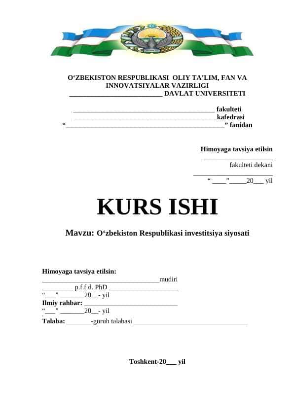 Oʻzbekiston Respublikasi investitsiya siyosati