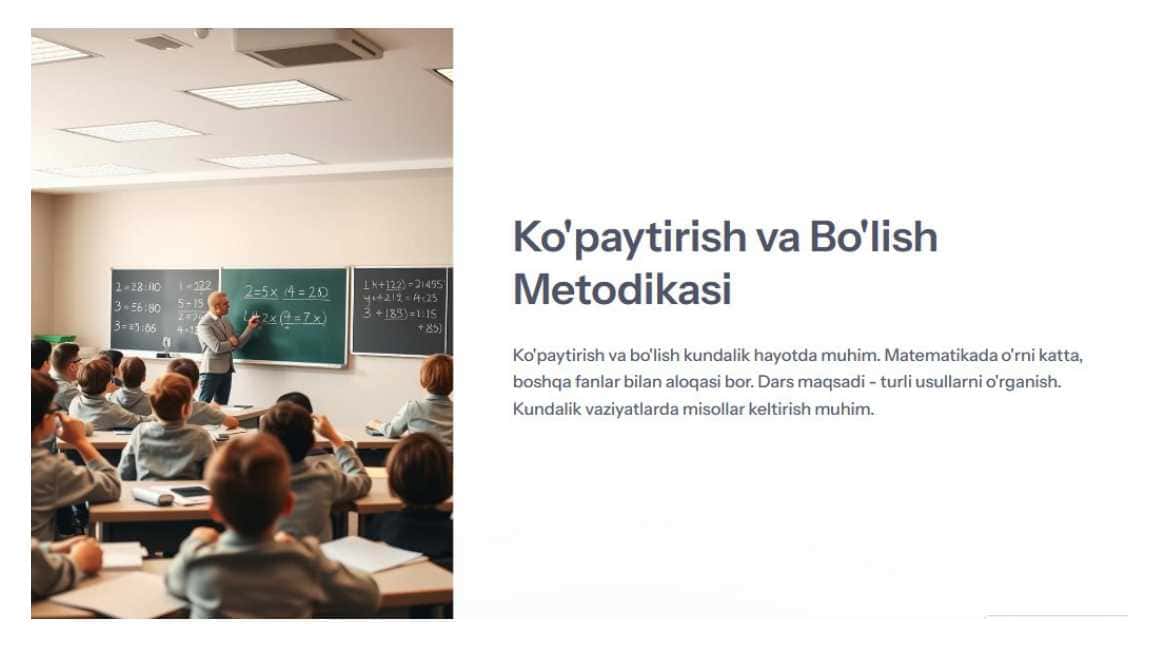 Kopaytirish va bolish metodikasi