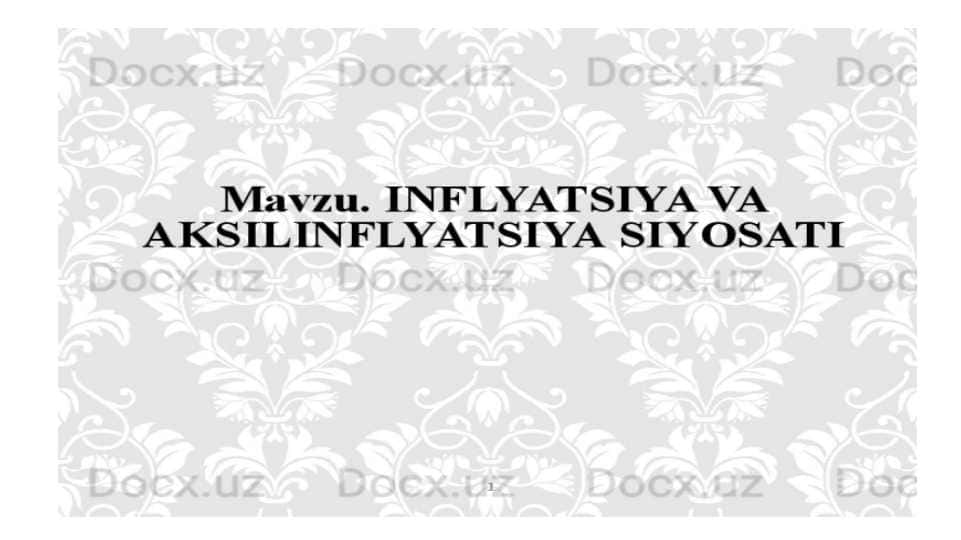 inflyatsiya va aksilinflyatsiya siyosati
