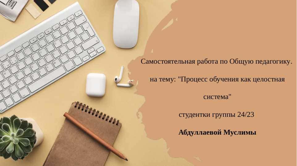 Процесс обучения как целостная система